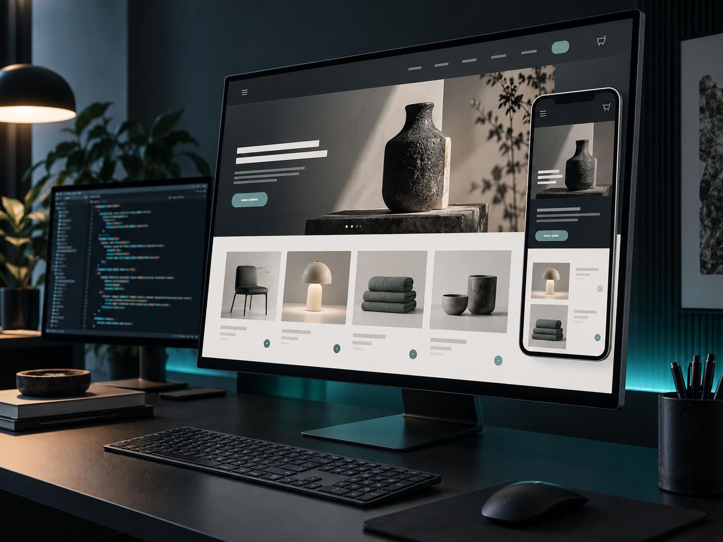 Website design on desktop and phone